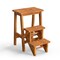 3-in-1 Rubber Wood Step Stool with Handle Anti-Slip Wide Pedals